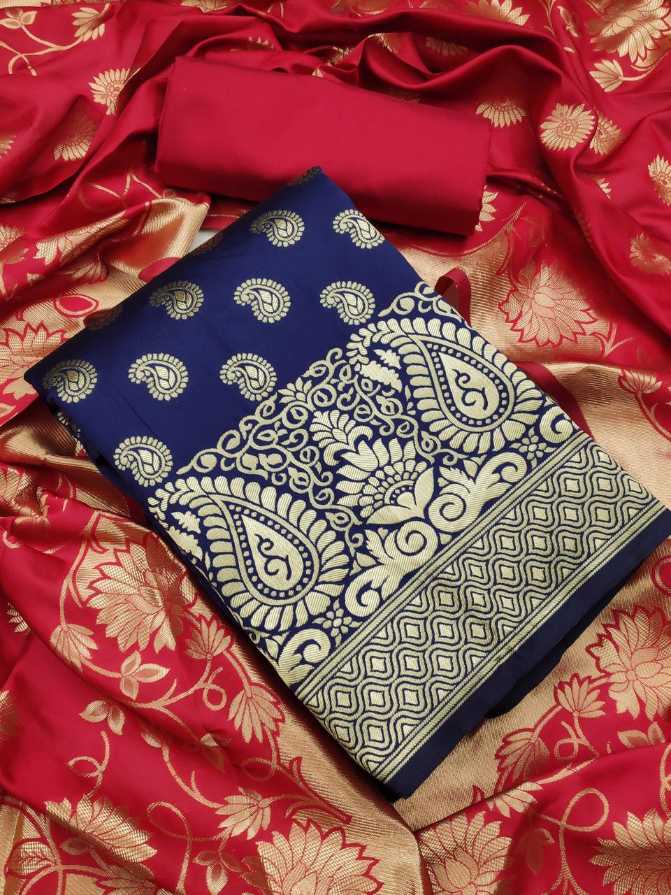 Vt Banarasi Silk Fancy Designer Wear Wholesale Non Catalog Dress Material